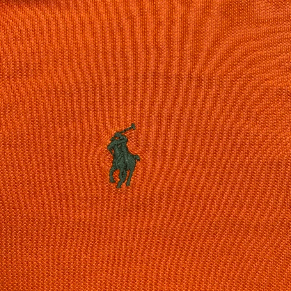 Polo Ralph Lauren Mens Orange‎ Short Sleeve Pique Polo Shirt Green Pony Size M